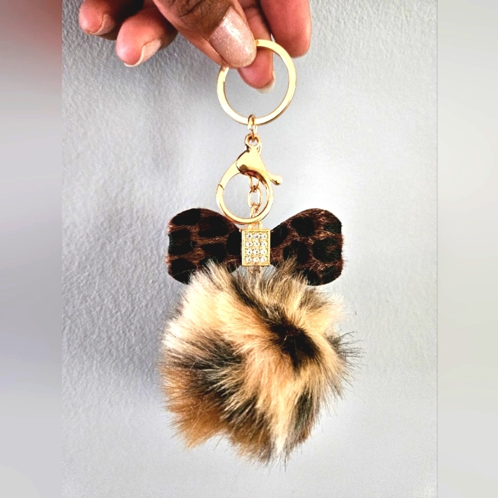 NWOT Leopard Bow Bag Charm - Picture 2 of 4